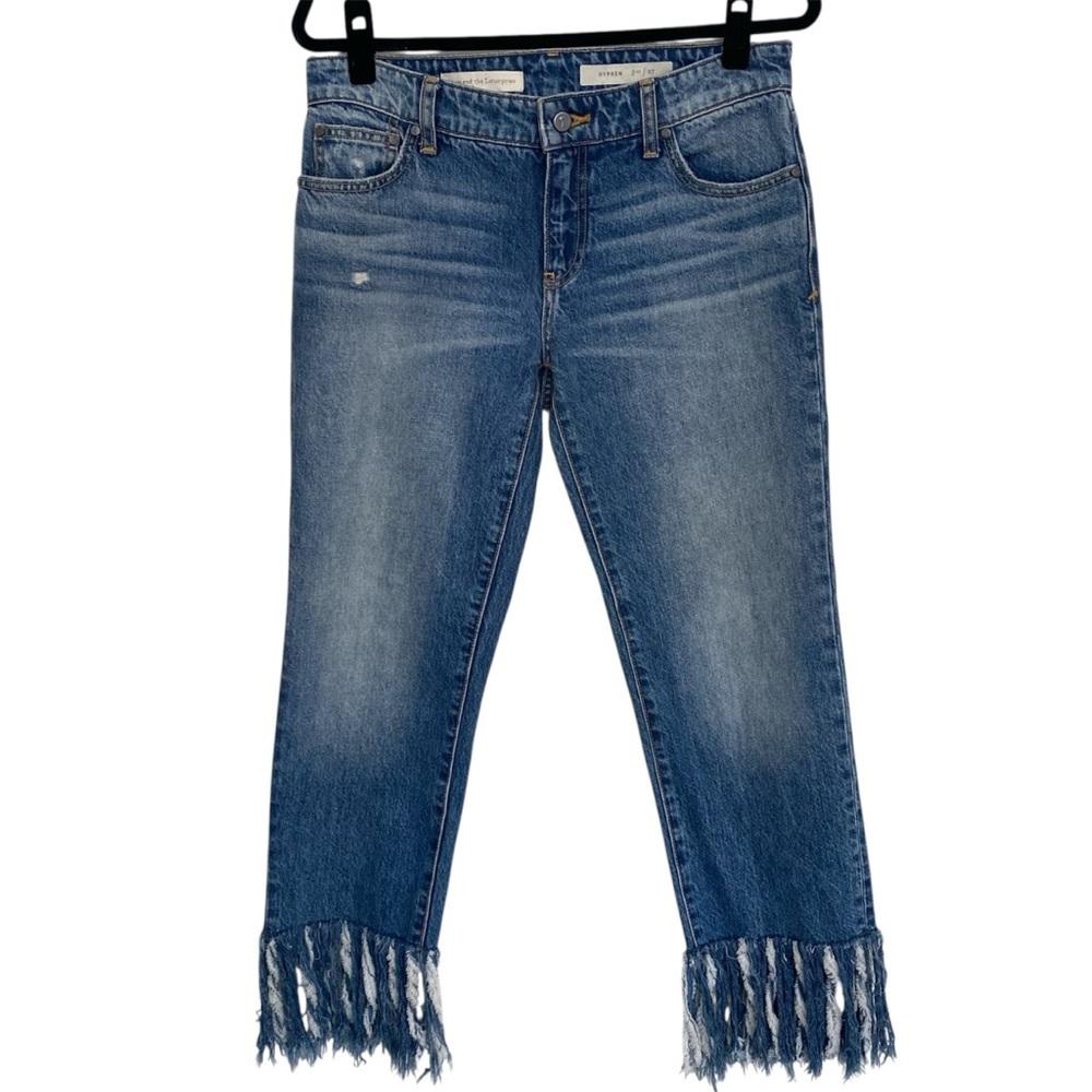 Anthropologie Pilcro Hyphen Fringe Crop Jeans Raw Hem Boyfriend 27 - Picture 2 of 15